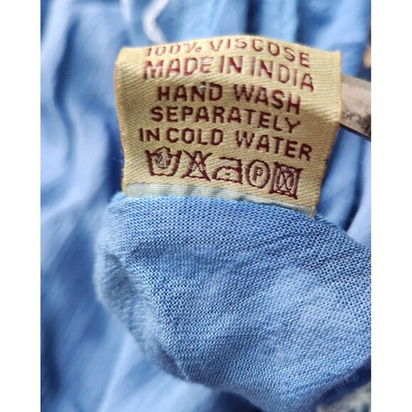 Hi Low Gauze Dress Blue OSFM Pullover Beach Cover Up Caftan OSFA - Picture 9 of 9